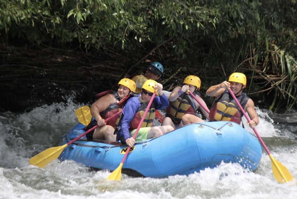 White water rafting action